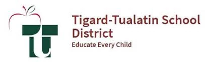 Tigard-Tualatin School District logo with a stylized TT and a red apple outline, plus the slogan Educate Every Child in maroon text, highlighting the district’s commitment to an inclusive literacy curriculum.